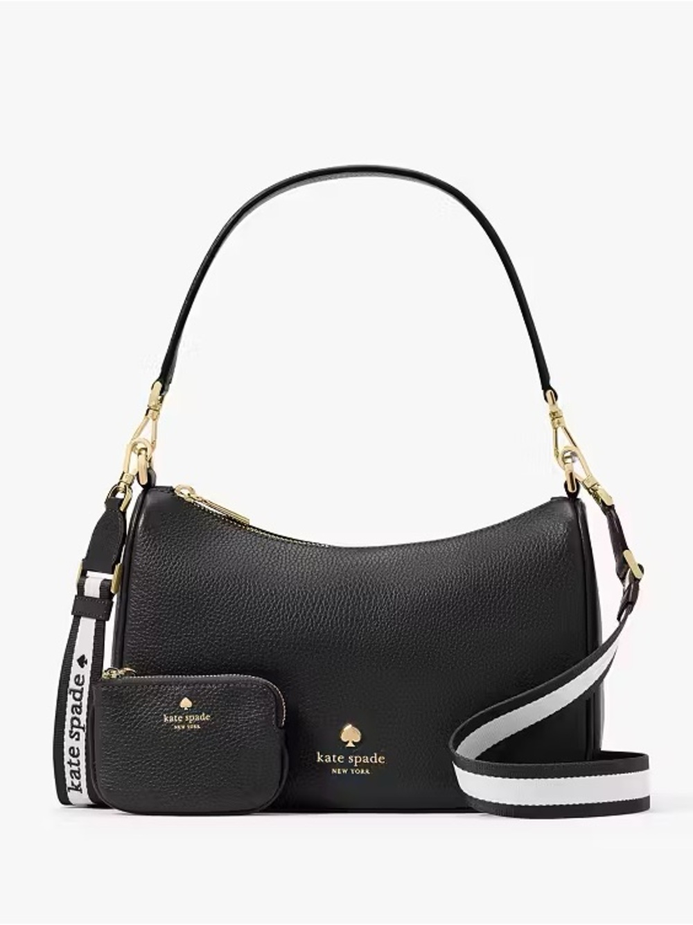 NWT Kate Spade Emma Black Pebbled Leather Medium Shoulder/Crossbody Bag KK068